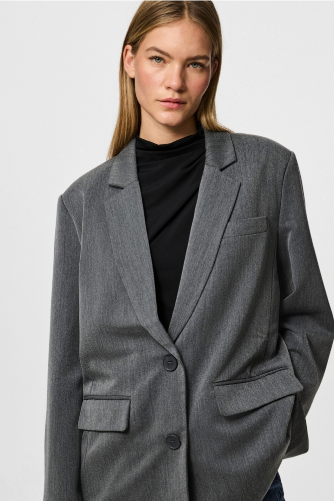 PCKAMIL LS LOOSE BLAZER NOOS BC 17157464 Dark Grey Melange